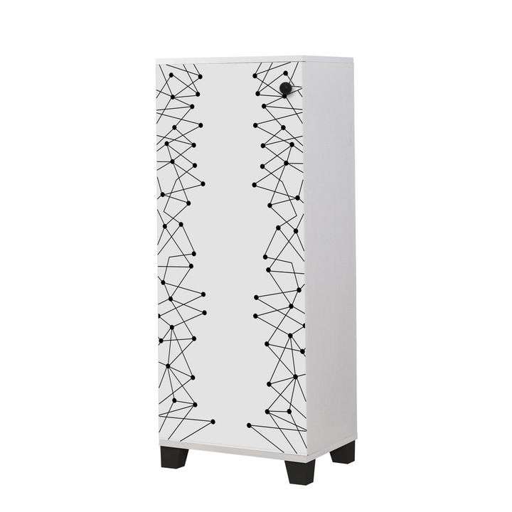 Cipőszekrény, Woody Fashion, 18mm, 50x127x38cm, több polccal, fali rögzítéssel