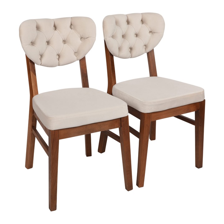 Set scaune, Woody Fashion, lemn, catifea, 41,5x43,5x86cm, 2 bucati