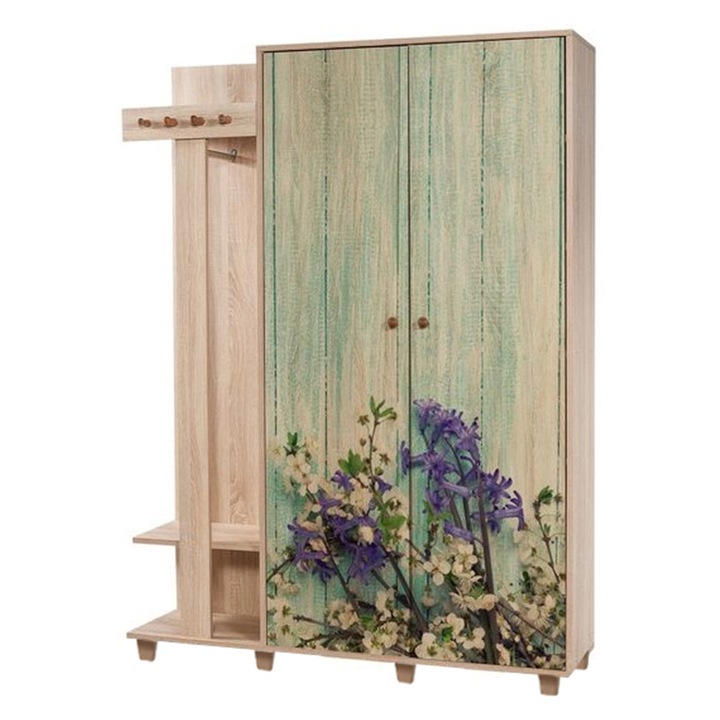 Cuier hol Woody Fashion, melamina, picioare fag, manere metal 135x194x36cm