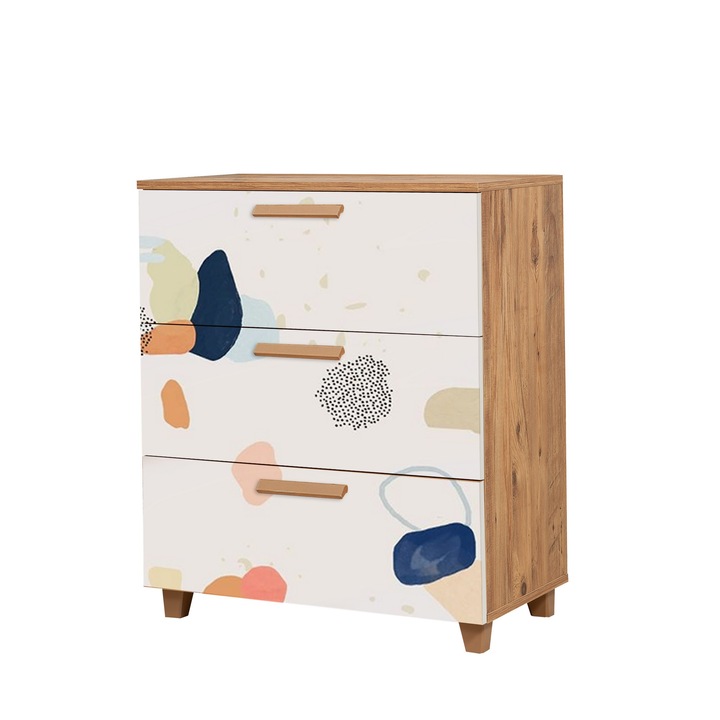 Comoda Woody Fashion, melamina, alb, 80x95x43cm