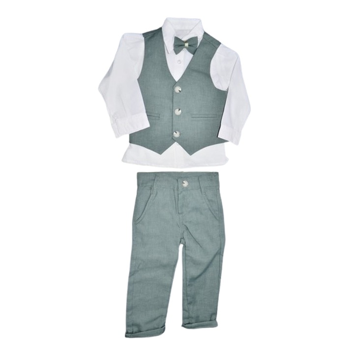 Compleu elegant 4 piese, pentru baieti, Mini Junior 3685BV, Verde 118890