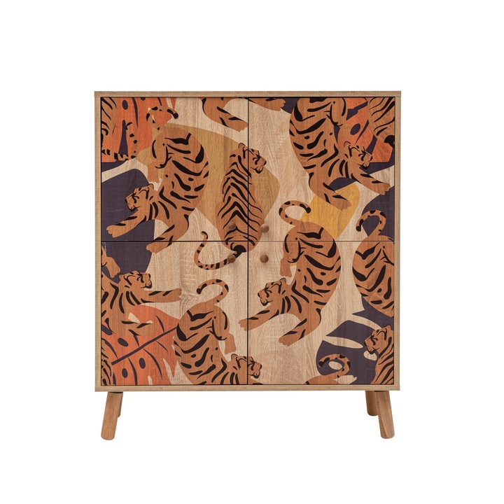 Dulap multifunctional, Woody Fashion, melamina, 95x111x36cm, 5 rafturi, multicolor