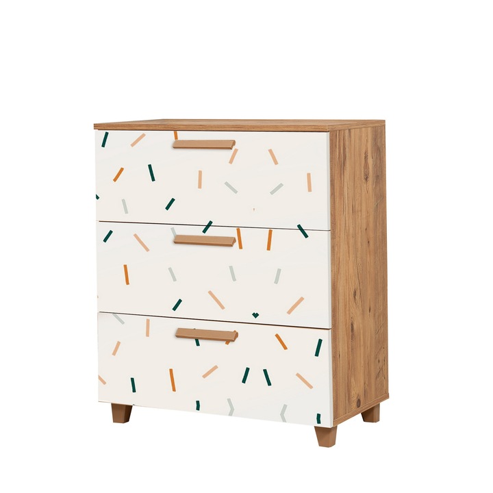 Comoda, Woody Fashion, 80x95x43cm, cu manere MDF, picioare din plastic