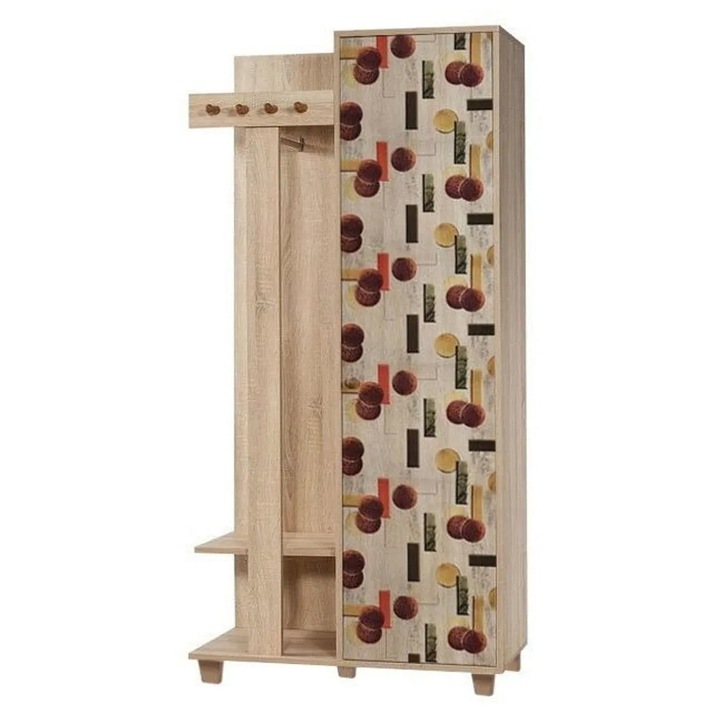 Cuier hol Woody Fashion, melamina, picioare fag, 90x194x36cm