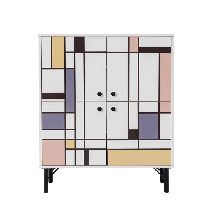 Dulap multifunctional, Woody Fashion, 18mm, 95x111x36cm, cu picioare metalice, PAL