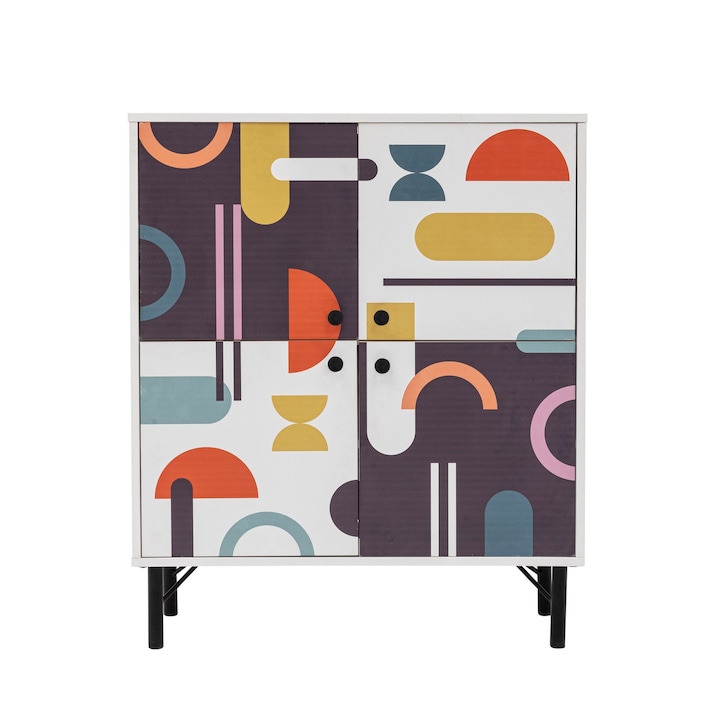 Dulap depozitare Woody Fashion, 95x111x36cm, cu picioare metalice, multicolor