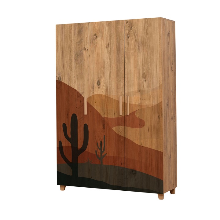 Dulap, Woody Fashion, 120x189x48cm, 100% melamina, cu rafturi multiple, picioare din plastic