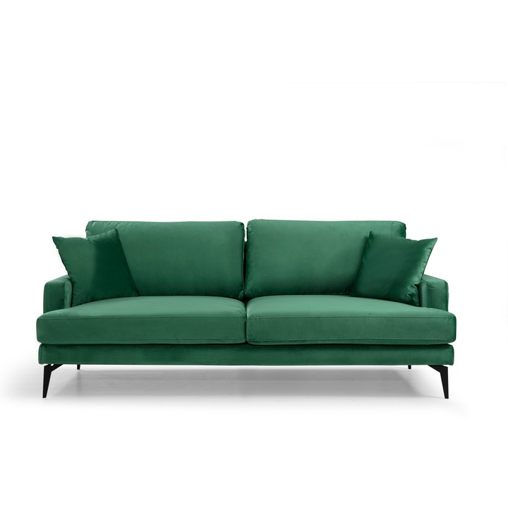 Canapea 3 locuri, Atelier Del Sofa 4245, verde, 205x90x88cm, 2 perne incluse