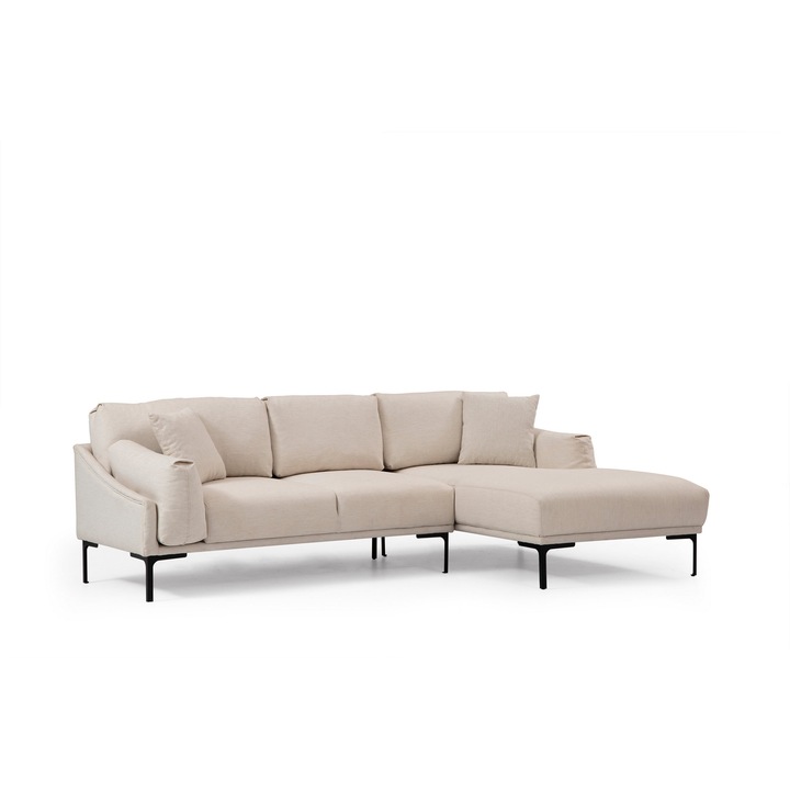 Canapea coltar, Atelier Del Sofa, 255x150cm, 2 perne incluse, bej