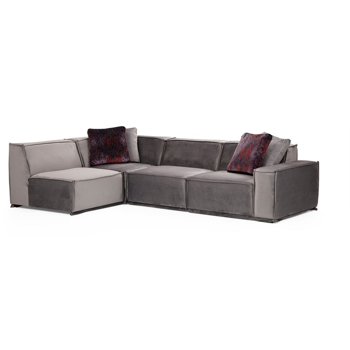 Canapea coltar, Atelier Del Sofa, 190x300cm, 4 perne incluse, gri, 50x50cm