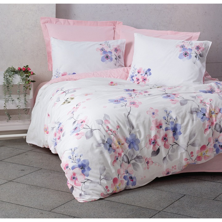 Set lenjerie de pat COLOUR COTTON, 100% bumbac, multicolor, 135x200cm, 80x80cm (1 perna)