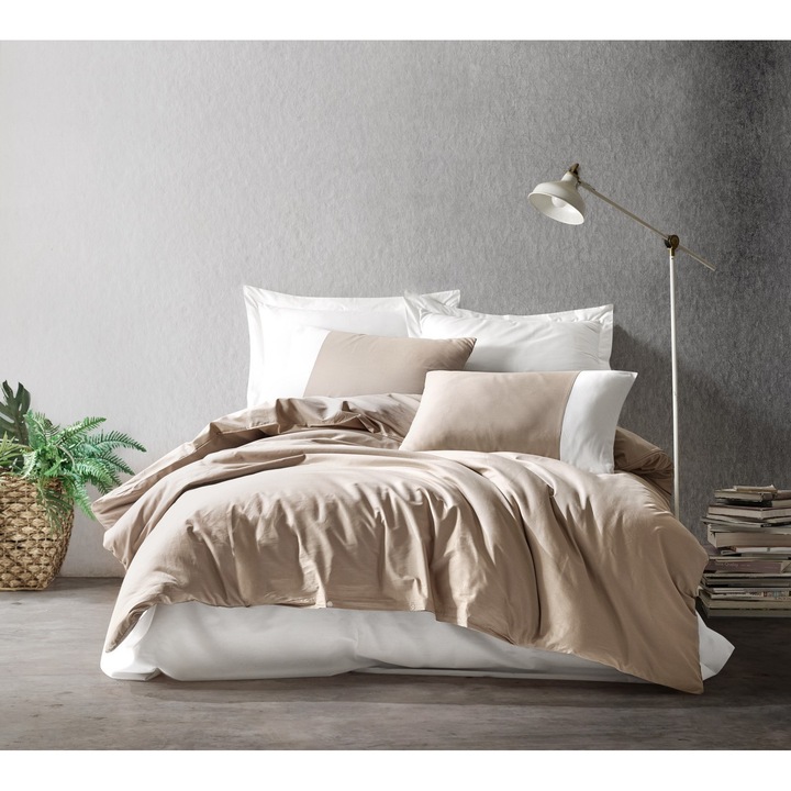 Set lenjerie de pat COLOUR COTTON, 100% bumbac, 200x200cm, 2 perne 80x80cm, multicolor