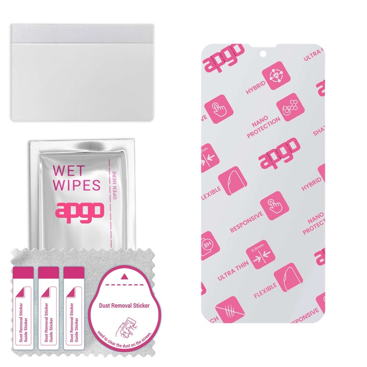 Apgo защитно стъкло за ZTE V60 Design – хибридно стъкло, протектор за екран, гланцово, гъвкаво хибридно стъкло, пълно лепене