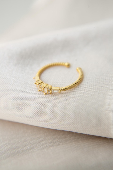 Inel, Heliophilia, zircon, 19.5mm, ajustabil, auriu