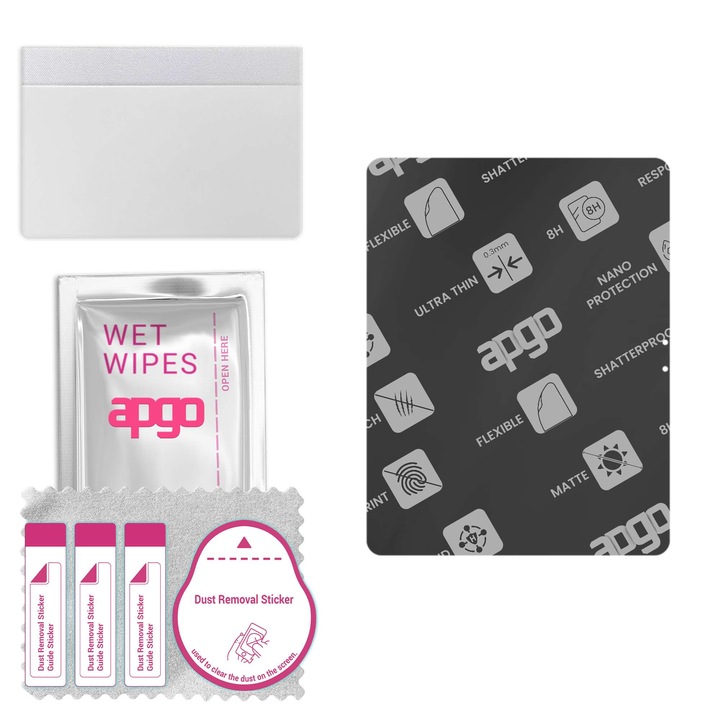 МАТОВ защитен стъклен протектор apgo за Apple iPad Air 11 (2025) – хибридно стъкло за дисплея, пълно лепене, подходящ за калъфи