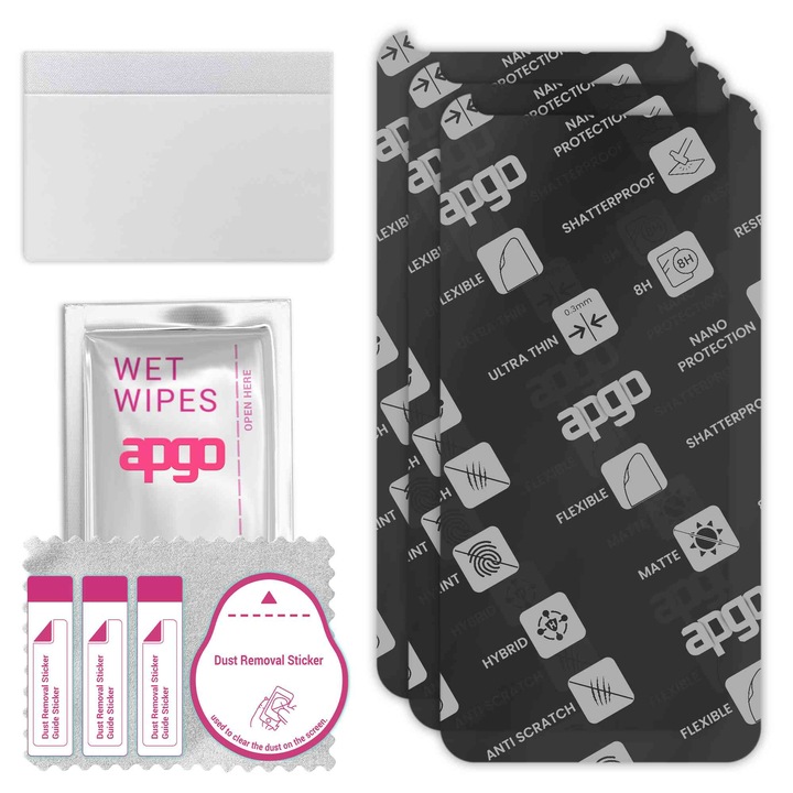 3x APGO MATTE хибридно защитно стъкло, съвместимо с HTC Desire 12 Plus, гъвкаво нано стъкло, отличен заместител на закалено стъкло, устойчиво на надраскване