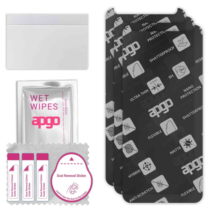 3x APGO MATTE хибридно защитно стъкло, съвместимо с HTC Desire 12s, гъвкаво нано стъкло, отличен заместител на закалено стъкло, устойчиво на надраскване