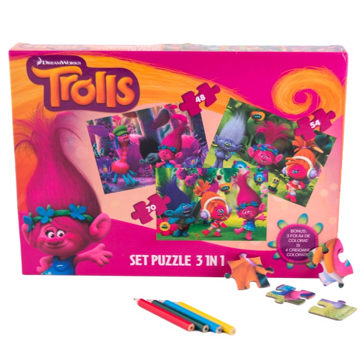 Пъзел Trolls, 3 In 1, 172 части