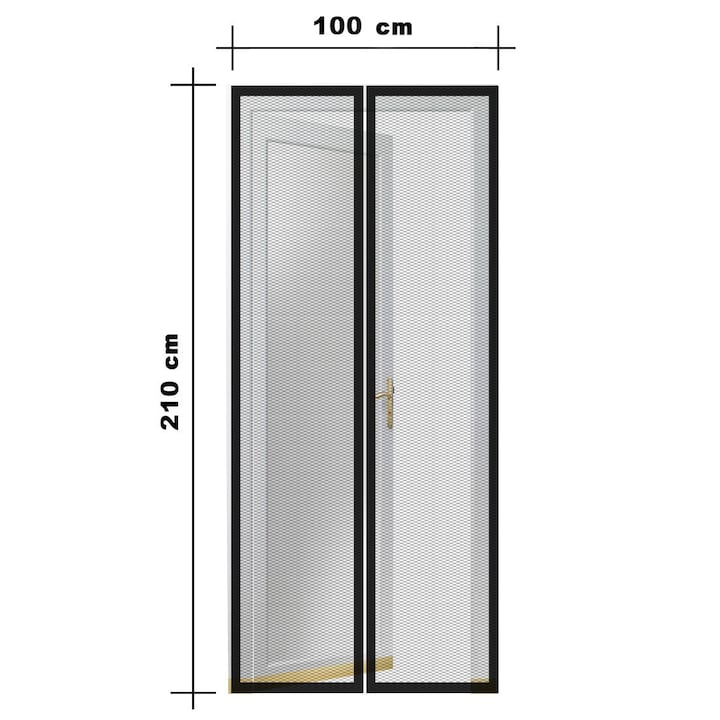 Steck SRM 100 Mosható szúnyogháló függöny ajtóra, mágnessel záródó, 100 x 210 cm (mágneses szúnyogháló), fekete színű