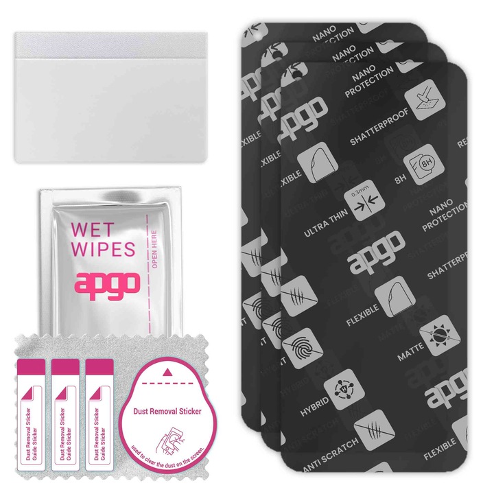 3x APGO MATTE хибридно защитно стъкло, съвместимо с HTC Desire 20 Pro, гъвкаво нано стъкло, отличен заместител на закалено стъкло, устойчиво на надраскване