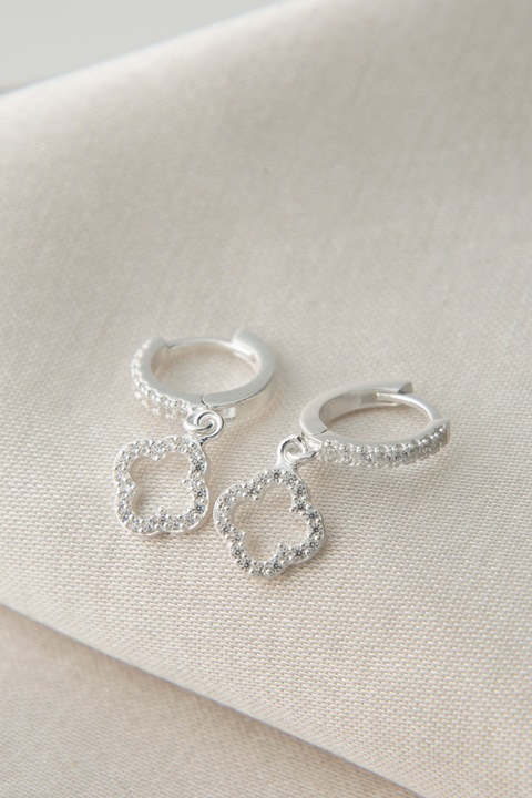 Cercei Heliophilia, argint/rodiu, antialergic, argintiu