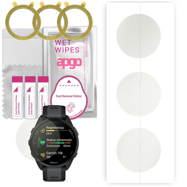 Set de 3 folii de protecție hidrogel APGO MATTE pentru ceas Garmin Forerunner 165, ultra-subțiri, anti-zgârieturi