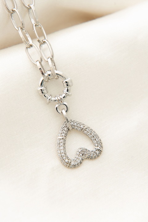 Colier, Heliophilia, 40+5 cm, metal, rezistent, argintiu
