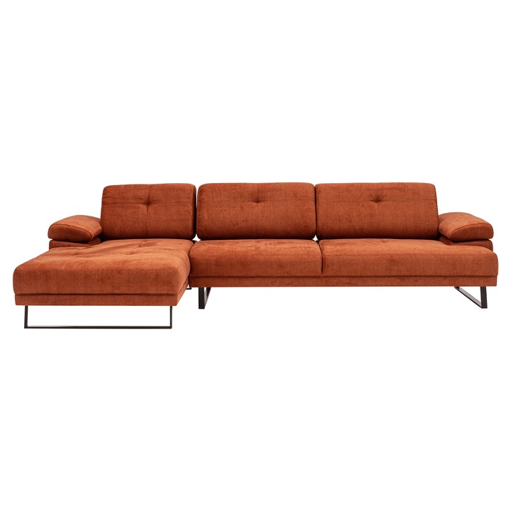 Canapea coltar, Atelier Del Sofa, 174x314cm, portocaliu, picioare metalice negre