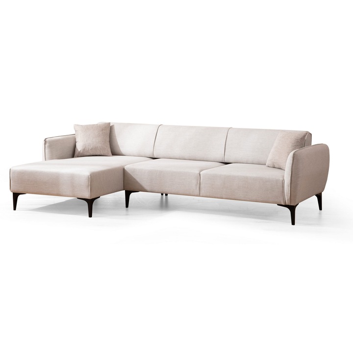 Canapea coltar, Atelier Del Sofa 8035, 140x270cm, 95cm, bej, 2 perne incluse