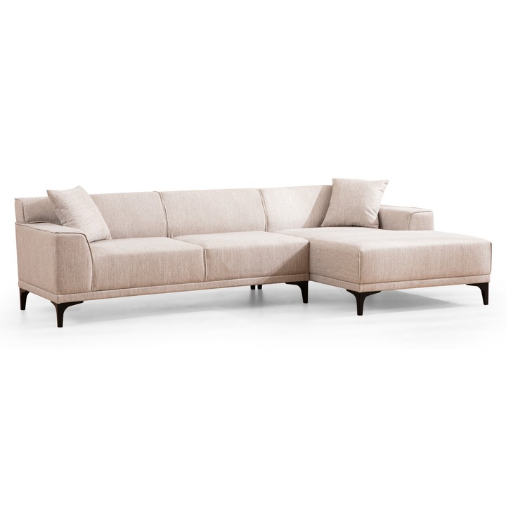 Canapea coltar, Atelier Del Sofa 8072, 2 perne incluse, bej, 145x250cm