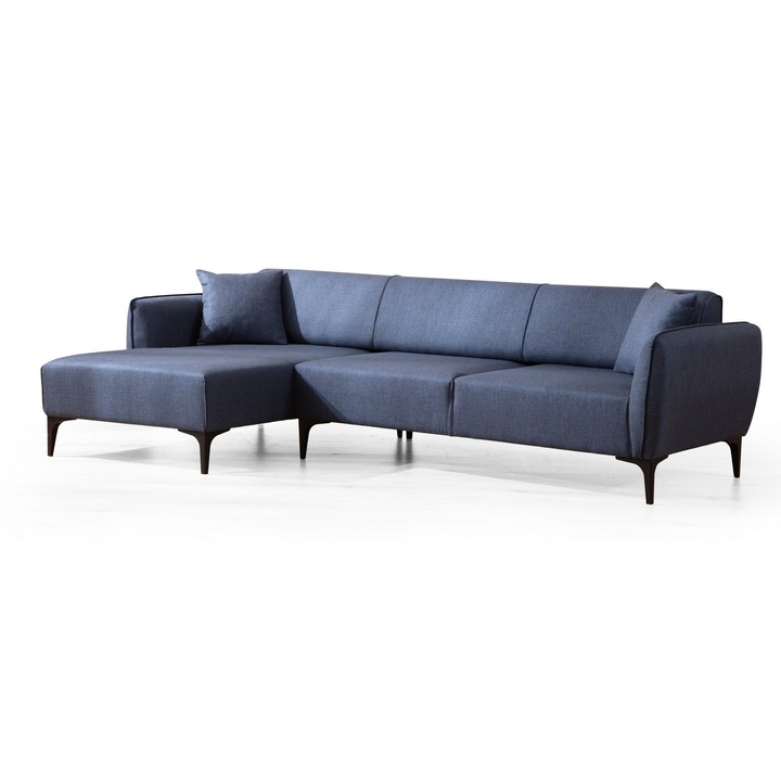 Canapea coltar, Atelier Del Sofa 8026, 2 perne incluse, albastru, 140x270cm