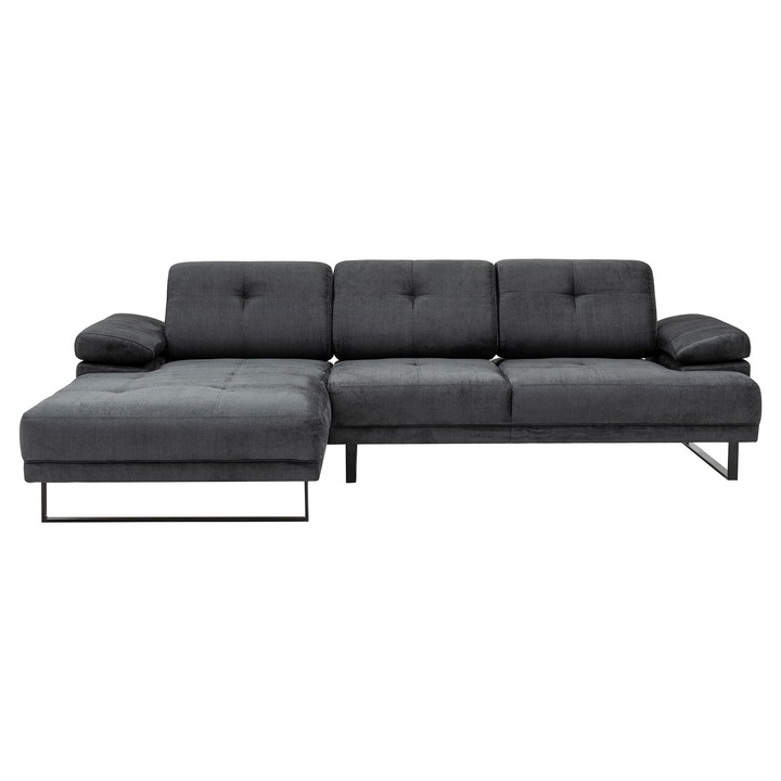 Canapea coltar, Atelier Del Sofa, gri, 174x274cm, picioare metalice negre