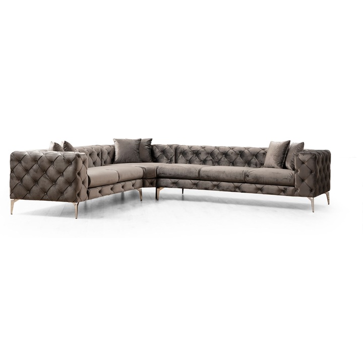 Canapea colt Atelier Del Sofa 310x70x270cm gri 6 perne metal