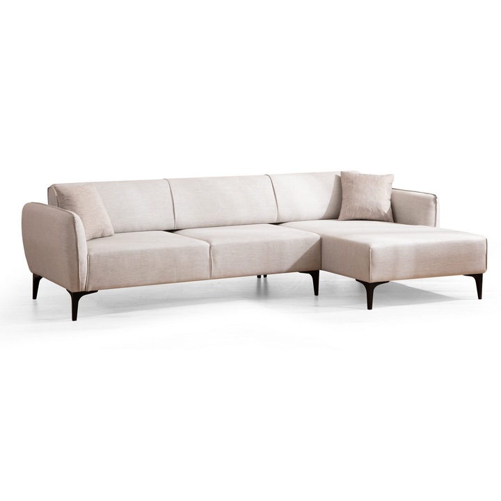 Canapea coltar, Atelier Del Sofa 8046, bej, 270x140x67cm, 2 perne