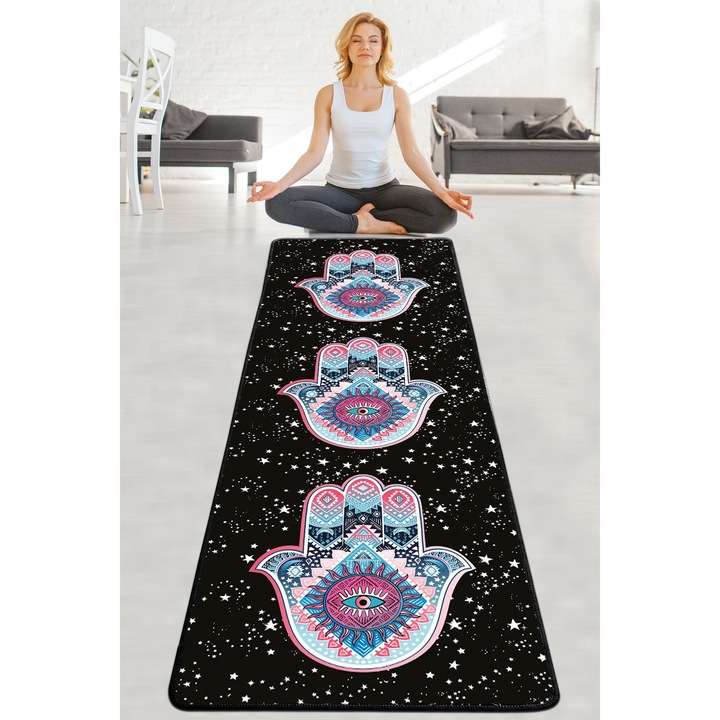 Covor pentru yoga, Yoga, poliester, antialunecare, antibacterian, 60x200cm, 10mm, 700g/m