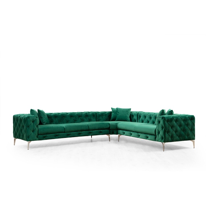 Canapea colt Atelier Del Sofa 310x70x270 cm verde 6 perne metal