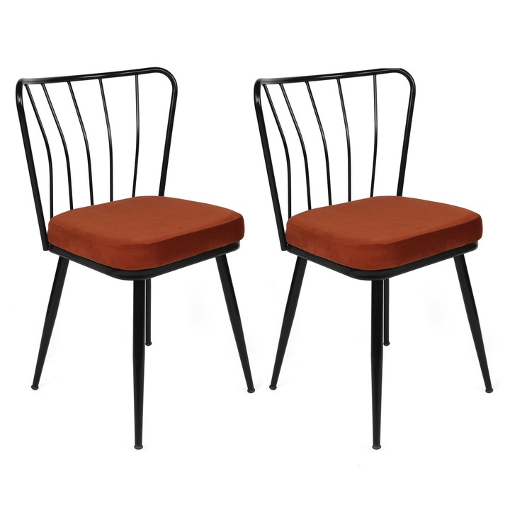 2 db-os szék szett, Woody Fashion, 43x42x82cm, fém/bársony