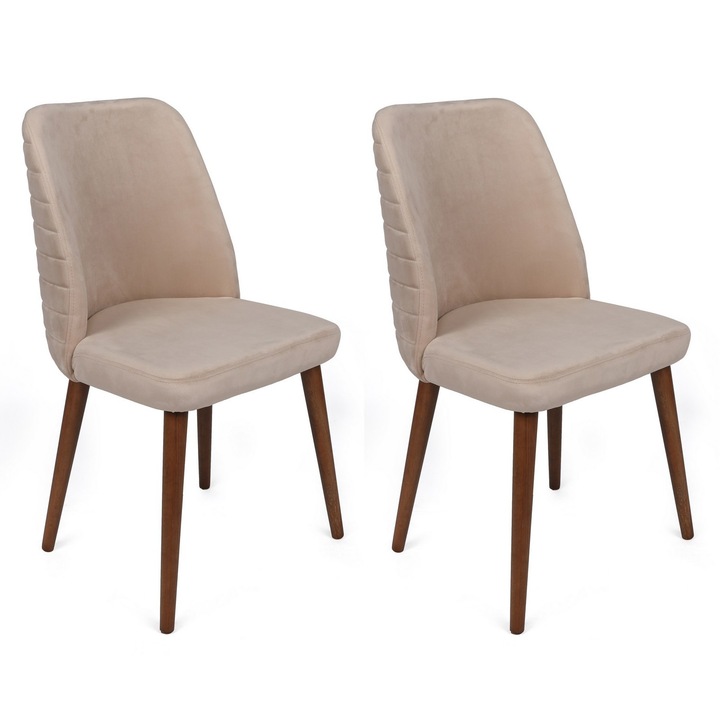 Set scaune, Woody Fashion, 100% lemn, tesatura catifea, 50x90x49cm, 2 piese