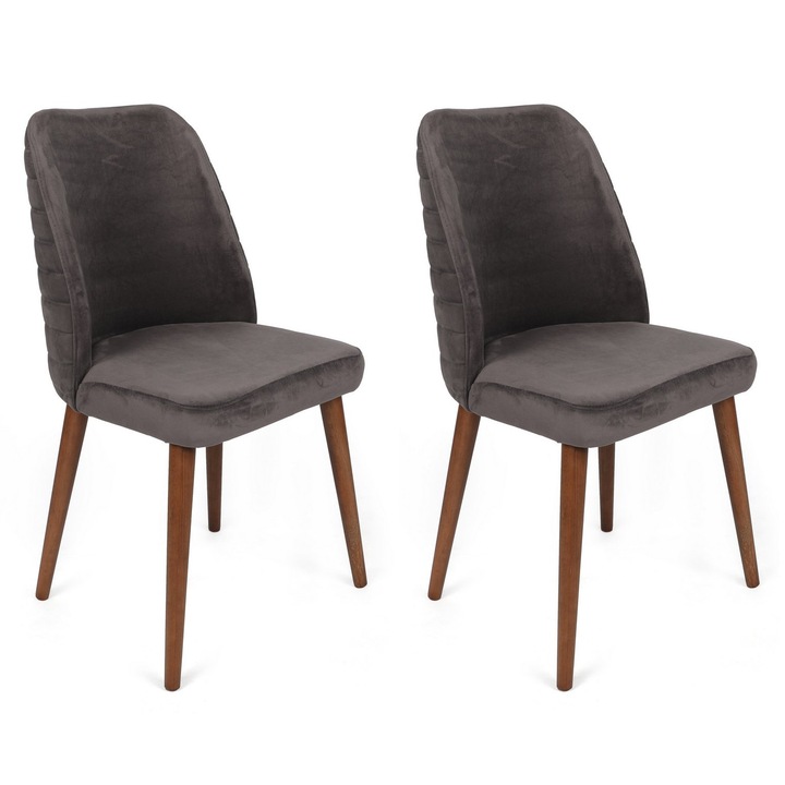 Set 2 scaune Woody Fashion, lemn/catifea, 50x90x49cm