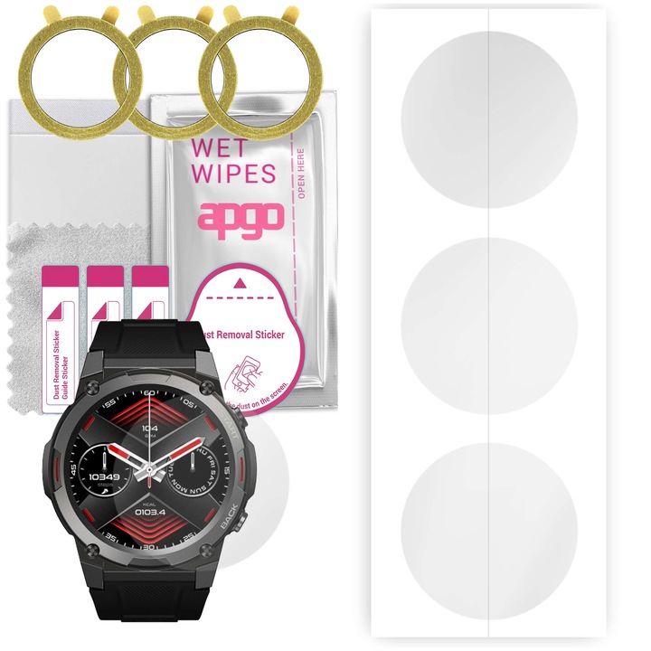 Set de 3 folii de protectie pentru ceas Zeblaze Vibe 7 Pro – apgo, folie securizata, hidrogel, lucioasa, anti-zgarieturi, protectie profesionala ecran