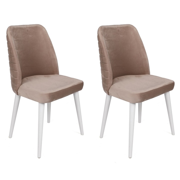 Set scaune, Woody Fashion, 100% lemn, tesatura catifea, 50x90x49cm, 2 piese