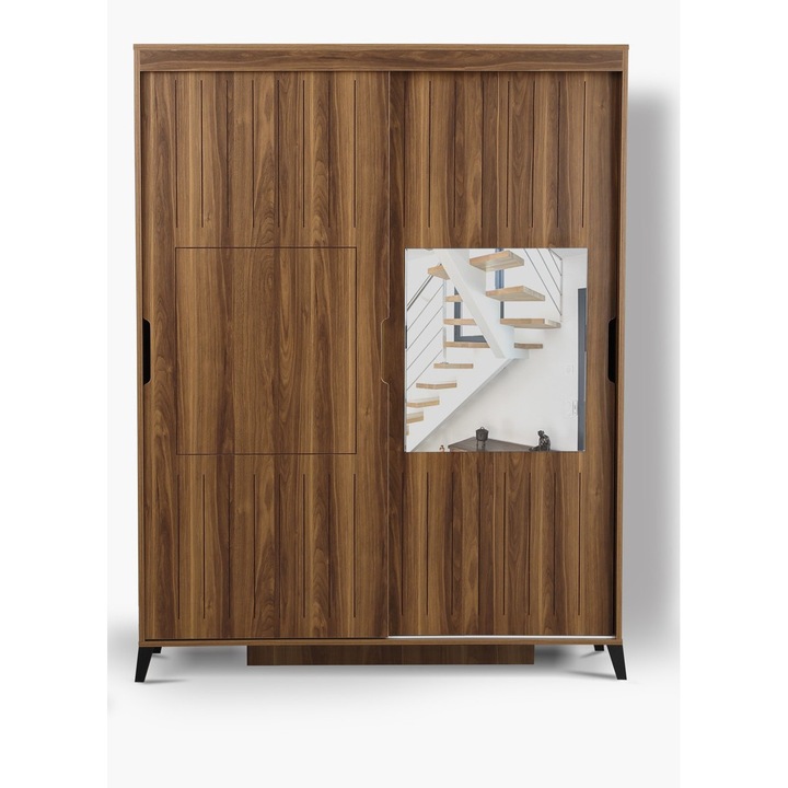 Dulap, Woody Fashion, 140x216x60cm, cu oglinda, multe rafturi