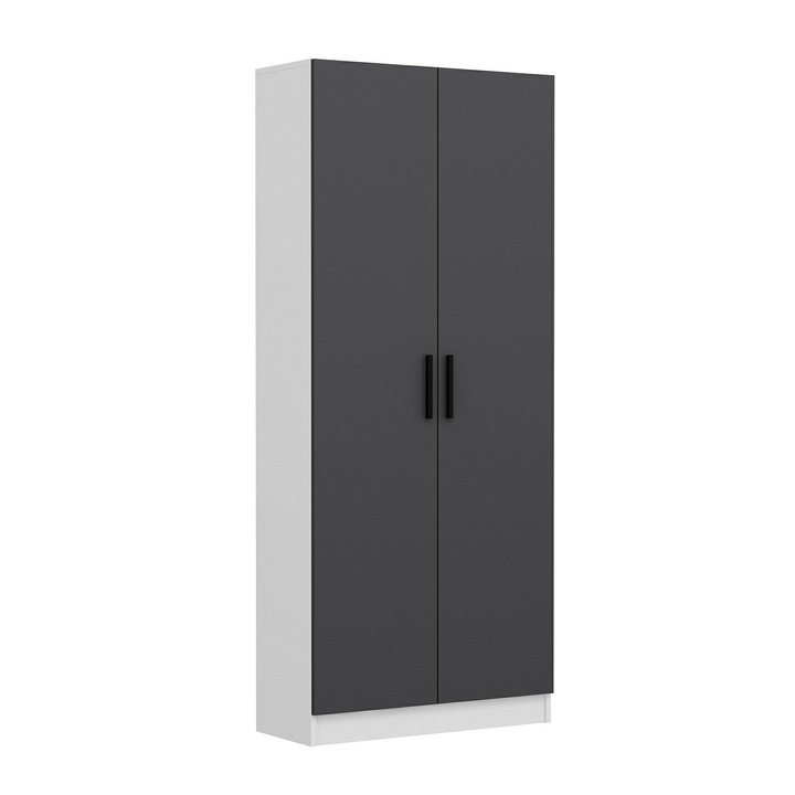 Dulap pentru hol Woody Fashion, melaminat, gri/alb, 90x210x35cm