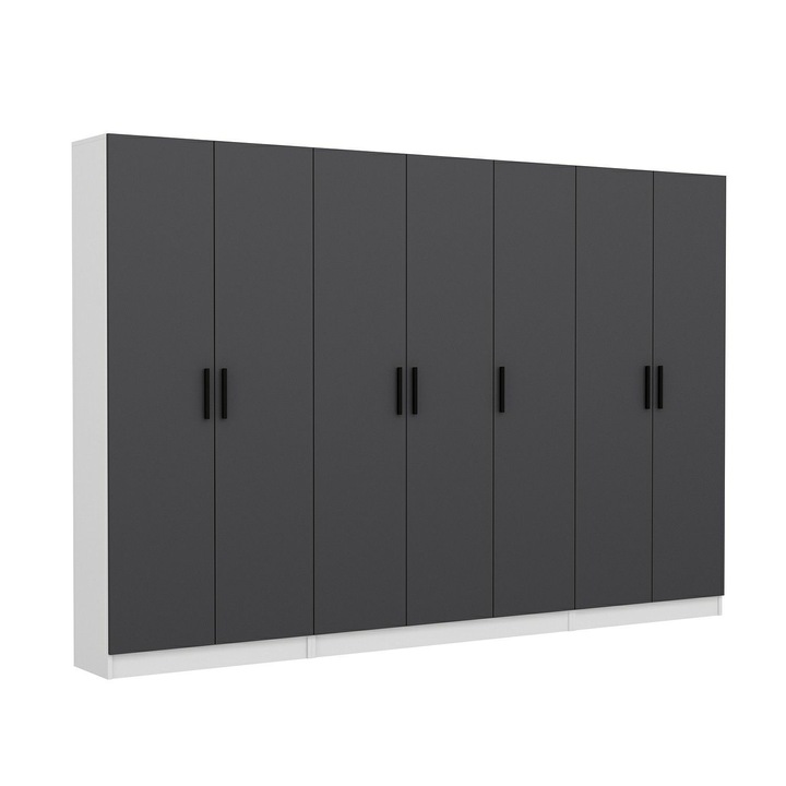 Dulap de hol, Woody Fashion, PAL, 315x210x35cm, gri/alb