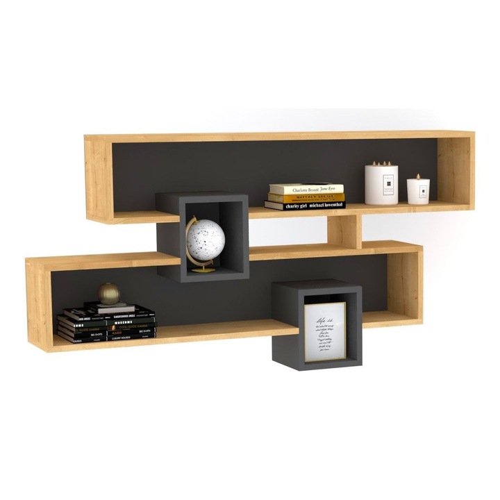 Етажерка Kalune Design 835PUQ1672, Меламиново покритие, 120х72.2см, Кафяв/черен