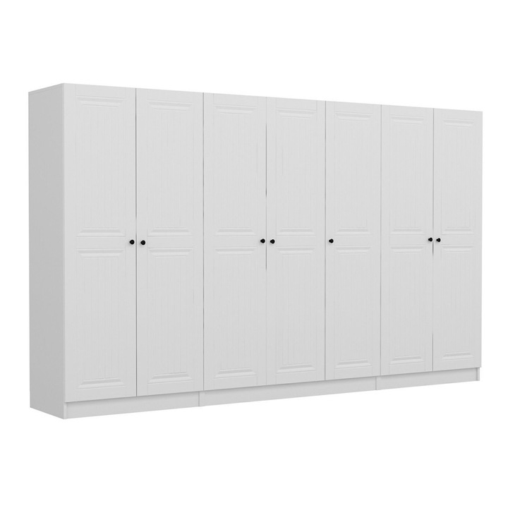 Dulap, Woody Fashion, 100% melamina, 18mm, 315x210x52cm, numeroase rafturi