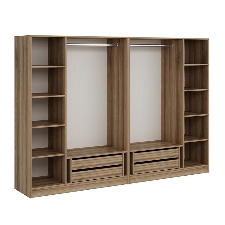 Dulap, Woody Fashion, 100% melamina, 18mm, 270x210x52cm, cu rafturi multiple, set