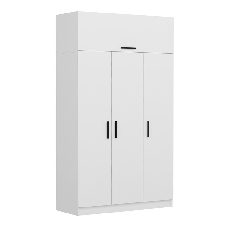 Dulap, Woody Fashion, 135x255x52cm, PAL acoperit cu melamina alb, cu rafturi multiple