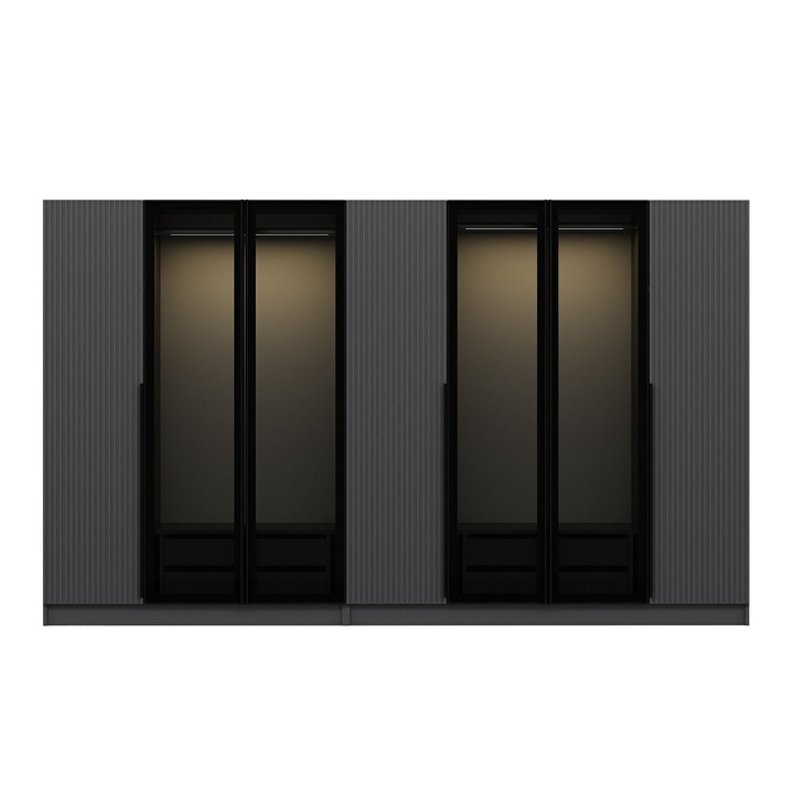 Dulap, Woody Fashion, 100% melamina, 18mm, 315x210x52cm, cu rafturi multiple