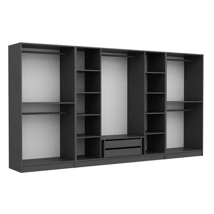 Dulap, Woody Fashion, PAL acoperit cu melamina, 360x210x52cm, cu rafturi multiple